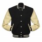 New DC Letterman Black wool Off White leather sleeves varsity jacket size 2xl
