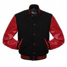 New DC Letterman Black wool Red leather  sleeves varsity jacket size s