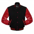 New DC Letterman Black wool Red leather  sleeves varsity jacket size l