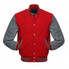 New DC Letterman Red wool Silver leather  sleeves varsity jacket size 2xl