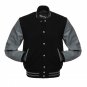 New DC Letterman Black wool Grey leather sleeves varsity jacket size l