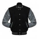New DC Letterman Black wool Grey leather  sleeves varsity jacket size xl