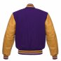 New DC Letterman Purple wool Yellow leather sleeves varsity jacket size xs