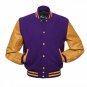 New DC Letterman Purple wool Yellow leather  sleeves varsity jacket size 2xl