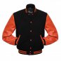 New DC Letterman Black wool Orange leather  sleeves varsity jacket size xl