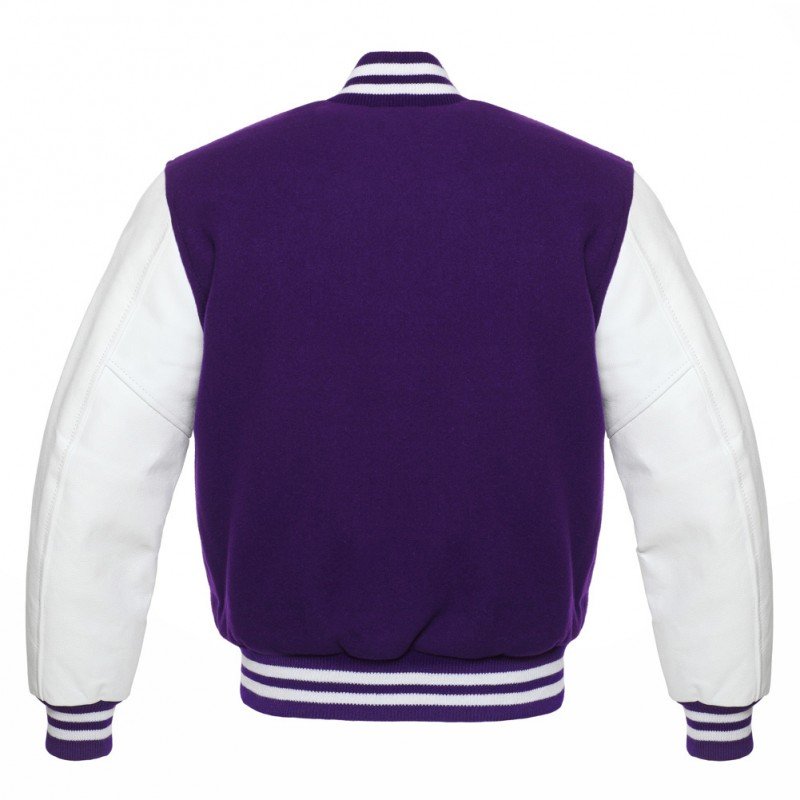New DC Letterman Purple wool White leather sleeves varsity jacket size l