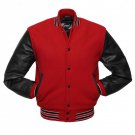 New DC Letterman Red wool Black leather  sleeves varsity jacket size 3xl