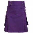 New DC active highlander style modern music women purple ladies cotton kilt size 36