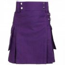 New DC active highlander style modern music women purple ladies cotton kilt size 56