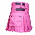 DC highland ladies pink adult handmade cargo utility women cotton kilt size 32