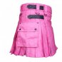 DC highland ladies pink adult handmade cargo utility women cotton kilt size 46