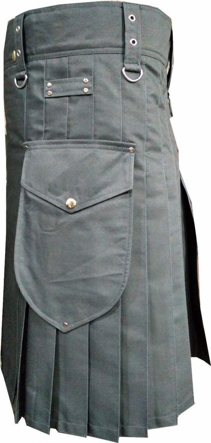 DC Scottish Active Men Utility Sports Traditional Fashion Grey Cotton kilt size 30