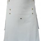 DC Scottish White Men Modern Utility Cotton Kilt Size 46