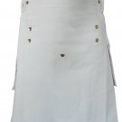 DC Scottish White Men Modern Utility Cotton Kilt Size 56