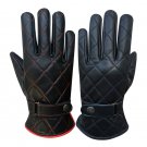 New DC b77 Men's Warm Black Leather Warm Motorcycle Winter Driving Gloves Size s