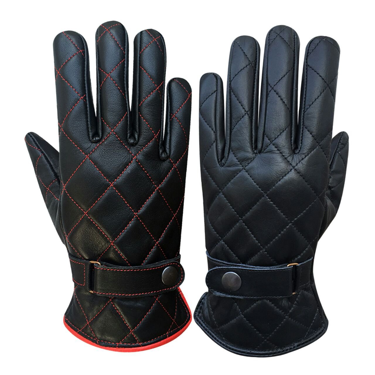 New DC b77 Men's Warm Black Leather Warm Motorcycle Winter Driving Gloves Size l