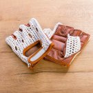 DC HALF FINGER CAR BUS DRIVING MOTORBIKE GLOVES REAL LEATHER CROCHET BACK size s