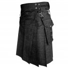 New DC Black Denim detachable Pocket Kilt size 36