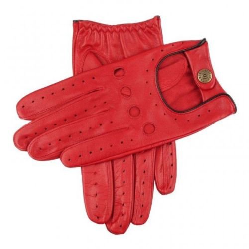 Real Lambskin Leather Classic Driving Gloves BERRY/BLACK Size 2XL