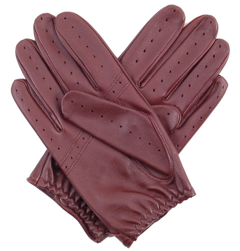 Real Lambskin Leather Classic Driving Gloves BARK Size S
