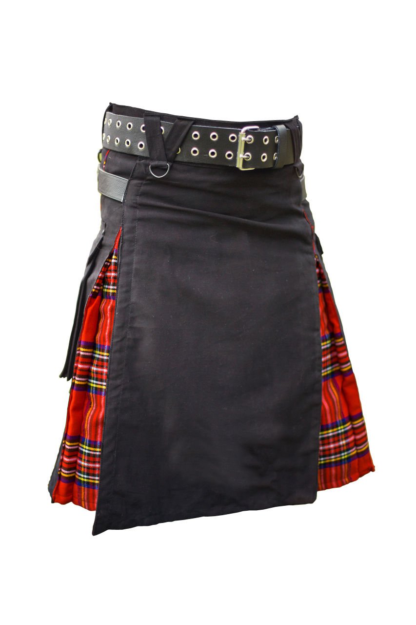New Active Men Highlander Royalist Leather Straps Hybrid Utility Kilt Size 54