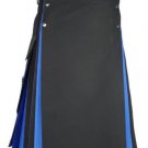 New Active Men Highlander Black/Blue Hybrid Utility Kilt Size 60