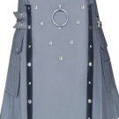 Active Men Scottish Highland Gray Cotton Unisex Adult Custom Made Kilt Size 52