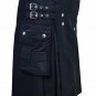 New Scottish highland Black cotton utility Unisex Adult Handmade Cargo Kilt Size 42
