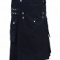 New Scottish highland Black cotton utility Unisex Adult Handmade Cargo Kilt Size 46