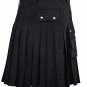 New Scottish highland Black cotton utility Unisex Adult Handmade Cargo Kilt Size 58