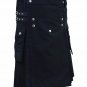 New Scottish highland Black cotton utility Unisex Adult Handmade Cargo Kilt Size 60