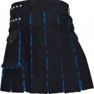 Men Wears Black Drilled Cotton Highlander Ramsay Blue Inner Hybrid Men New Kilts Size 36