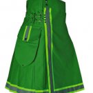 Men Active Wears Green Firefighter Cotton Highlander Unisex Kilts Size 36