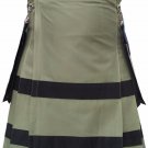 New Active Men Scottish Handmade utility sports fashion Olive Green kilt Size 44