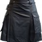 Men Real Leather Pleated Kilt Club wear Kilt With Cargo Pockets Size 30