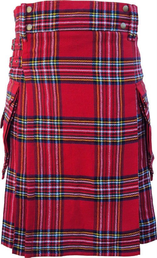 DC Scottish Highland Active wear Men Royal stewart Modern utility pocket kilt size 44