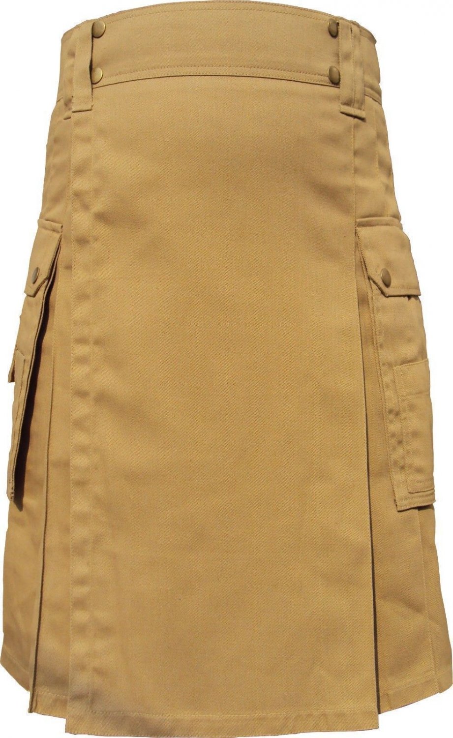 Men's Scottish Highland Active Modern Pocket Khaki Light Brown Cotton Kilt Size 58