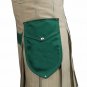 NEW DC ACTIVE MEN KHAKI AND GREEN HANDMADE UNISEX COTTON UTILITY KILT SIZE 30