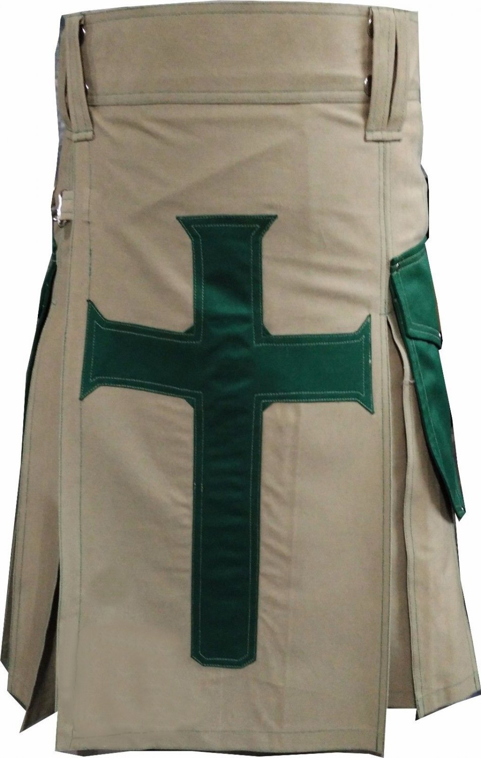 NEW DC ACTIVE MEN KHAKI AND GREEN HANDMADE UNISEX COTTON UTILITY KILT SIZE 30