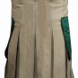 NEW DC ACTIVE MEN KHAKI AND GREEN HANDMADE UNISEX COTTON UTILITY KILT SIZE 34