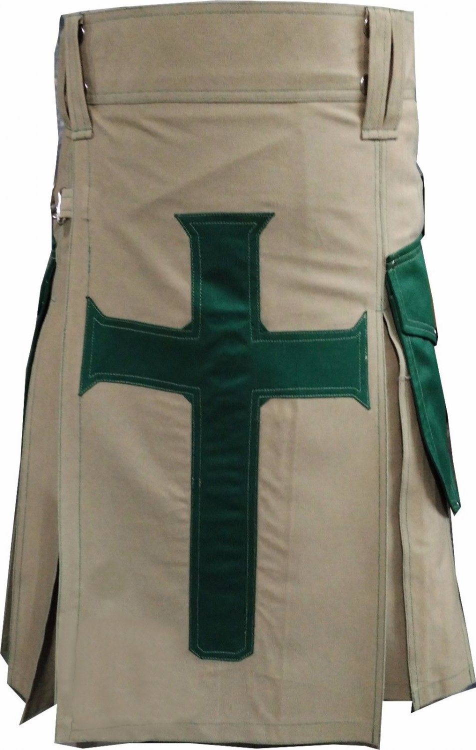 NEW DC ACTIVE MEN KHAKI AND GREEN HANDMADE UNISEX COTTON UTILITY KILT SIZE 40