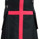 NEW DC ACTIVE MEN BLACK AND PINK HANDMADE UNISEX COTTON UTILITY KILT SIZE 54