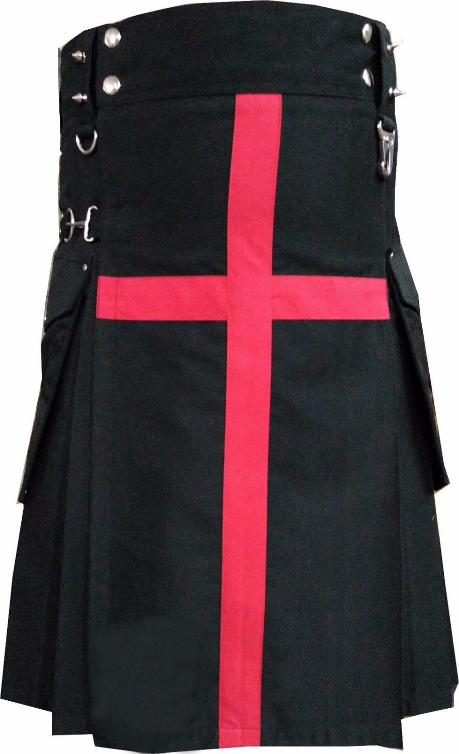 NEW DC ACTIVE MEN BLACK AND PINK HANDMADE UNISEX COTTON UTILITY KILT SIZE 46