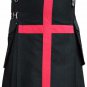 NEW DC ACTIVE MEN BLACK AND PINK HANDMADE UNISEX COTTON UTILITY KILT SIZE 46