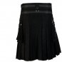 44 Size Scottish Men Black Fashion Utility Kilt With Beautiful Chains