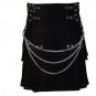 48 Size Scottish Men Black Fashion Utility Kilt With Beautiful Chains
