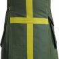 NEW DC ACTIVE MEN OLIVE GREEN AND YELLOW HANDMADE UNISEX COTTON UTILITY KILT SIZE 30