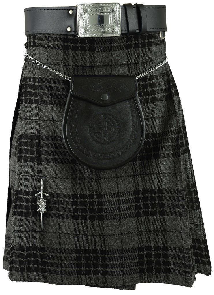 Grey Watch Traditional Men's 5 Yard Highland/ Irish Casual / Party Kilt Size 48