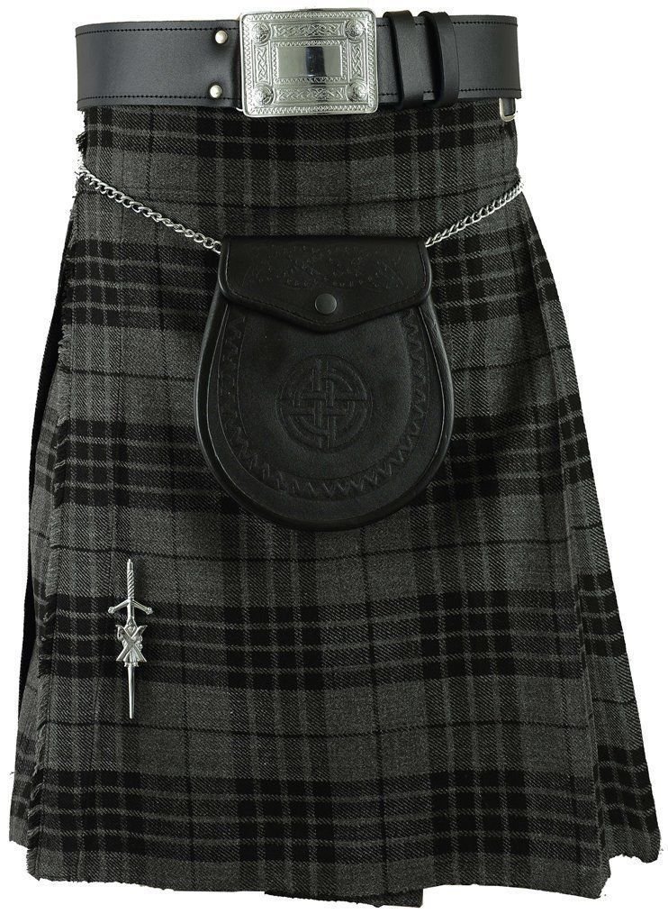Grey Watch Traditional Men's 5 Yard Highland/ Irish Casual / Party Kilt Size 54