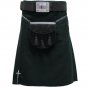 Scottish Black Plain Tartan Highland Traditional Wear Sports Kilt Size 58